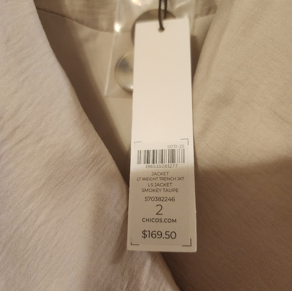 Chicos Double Breasted Trench Coat Size L w/belt - Picture 8 of 12